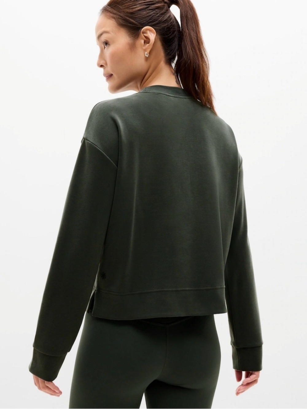 Athleta Olive Green Relaxed Crewneck Sweatshirt